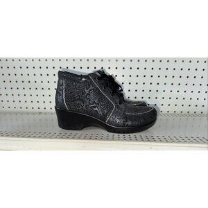 Alegria Elsa Steel Swish Womens Ankle Wedge Boots Booties Size EU 39 US 9 Gray